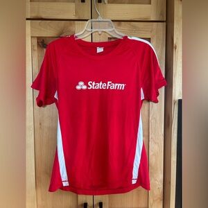 State Farm Red and White T-Shirt athletic fit dry fit top medium